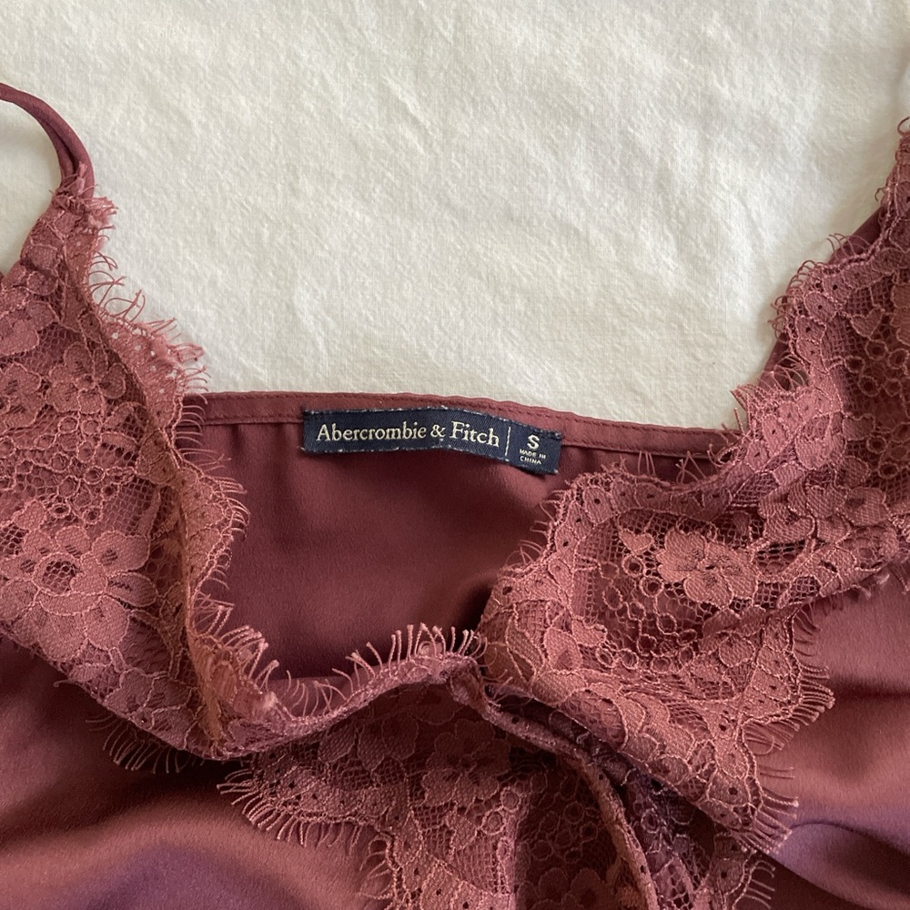 Abercrombie & Fitch Lace Trim Chemise - Deep Burgundy